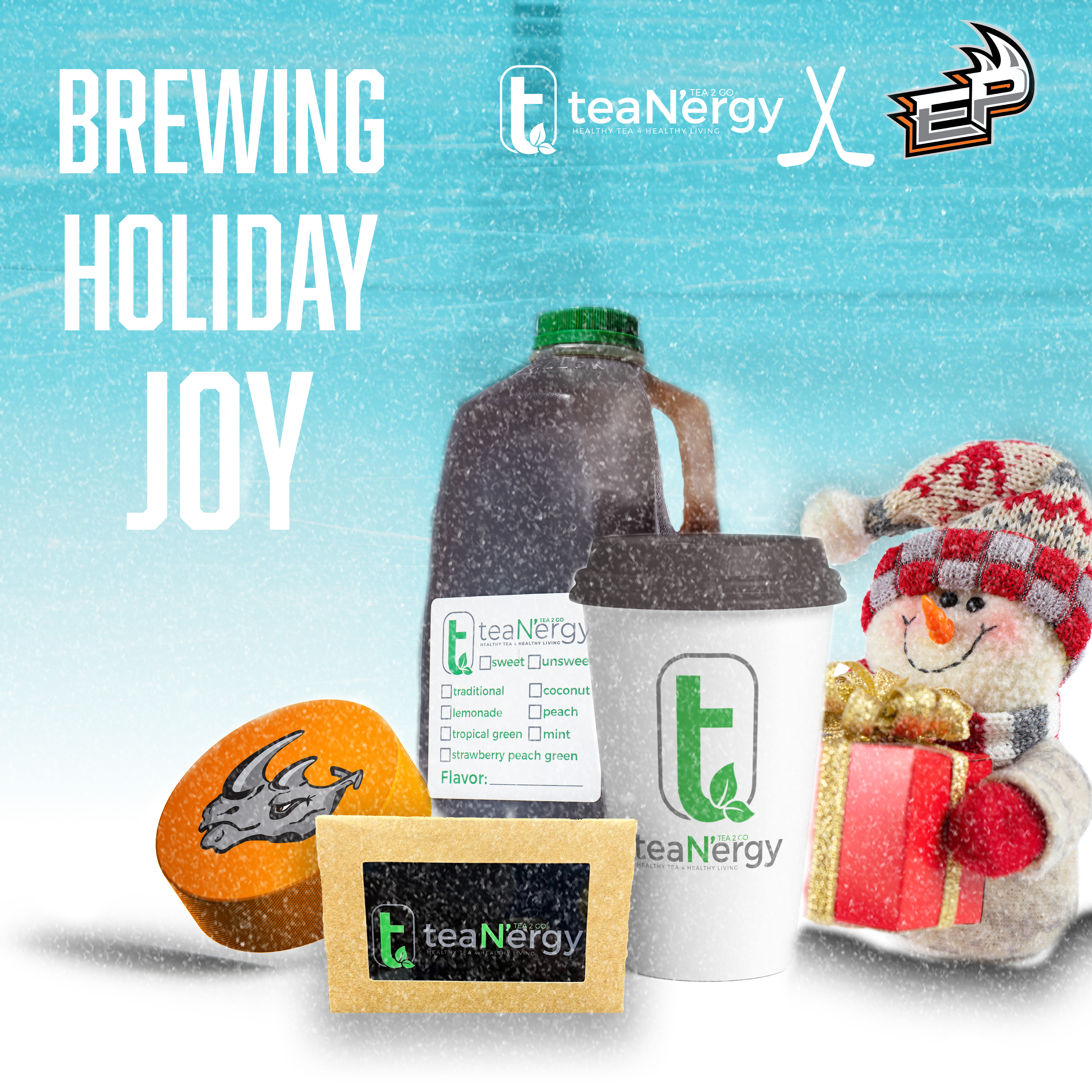 Official teaNergy Christmas Newsletter promotional image for the El Paso Rhinos dated November 2024.